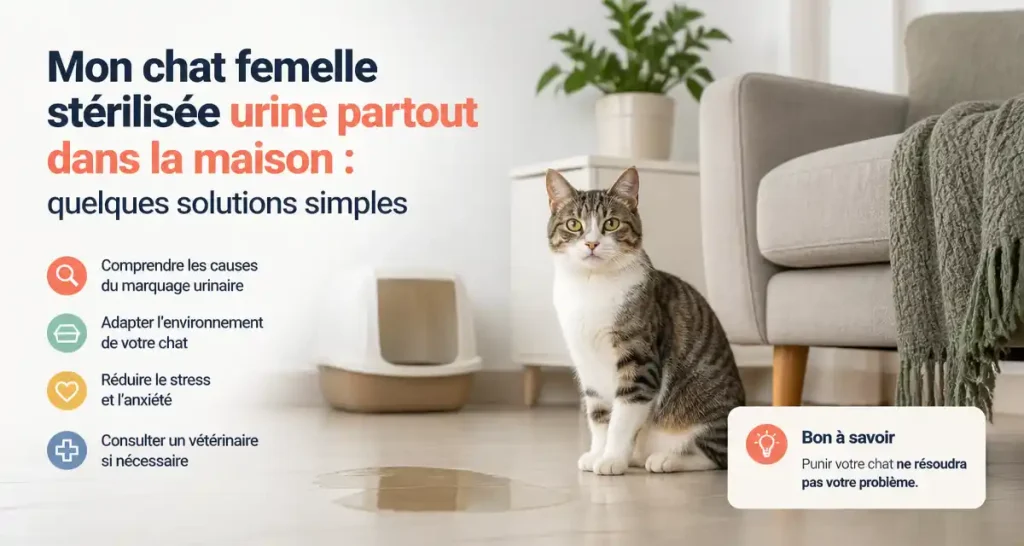 Mon chat femelle stérilisée urine partout dans la maison : quelques solutions simples