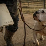 American bulldog type Standard sur chemin de terre