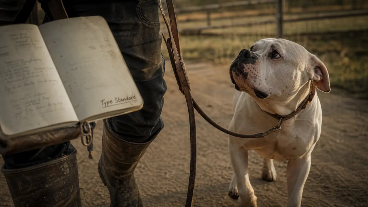 American bulldog type Standard sur chemin de terre