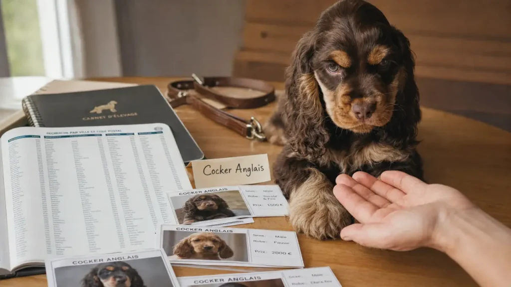 Cocker anglais chiot sur fiches d’élevage et recherche prix