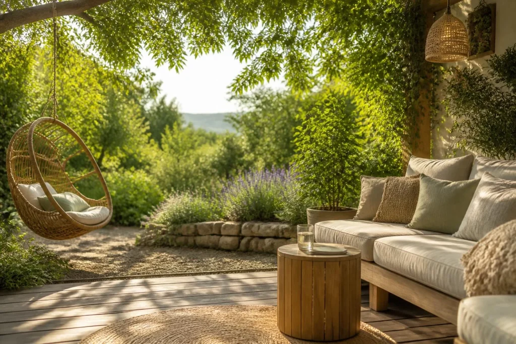 Aménager un coin détente naturel au jardin : choisir l&rsquo;ombre, le mobilier et la fraîcheur pour les vacances