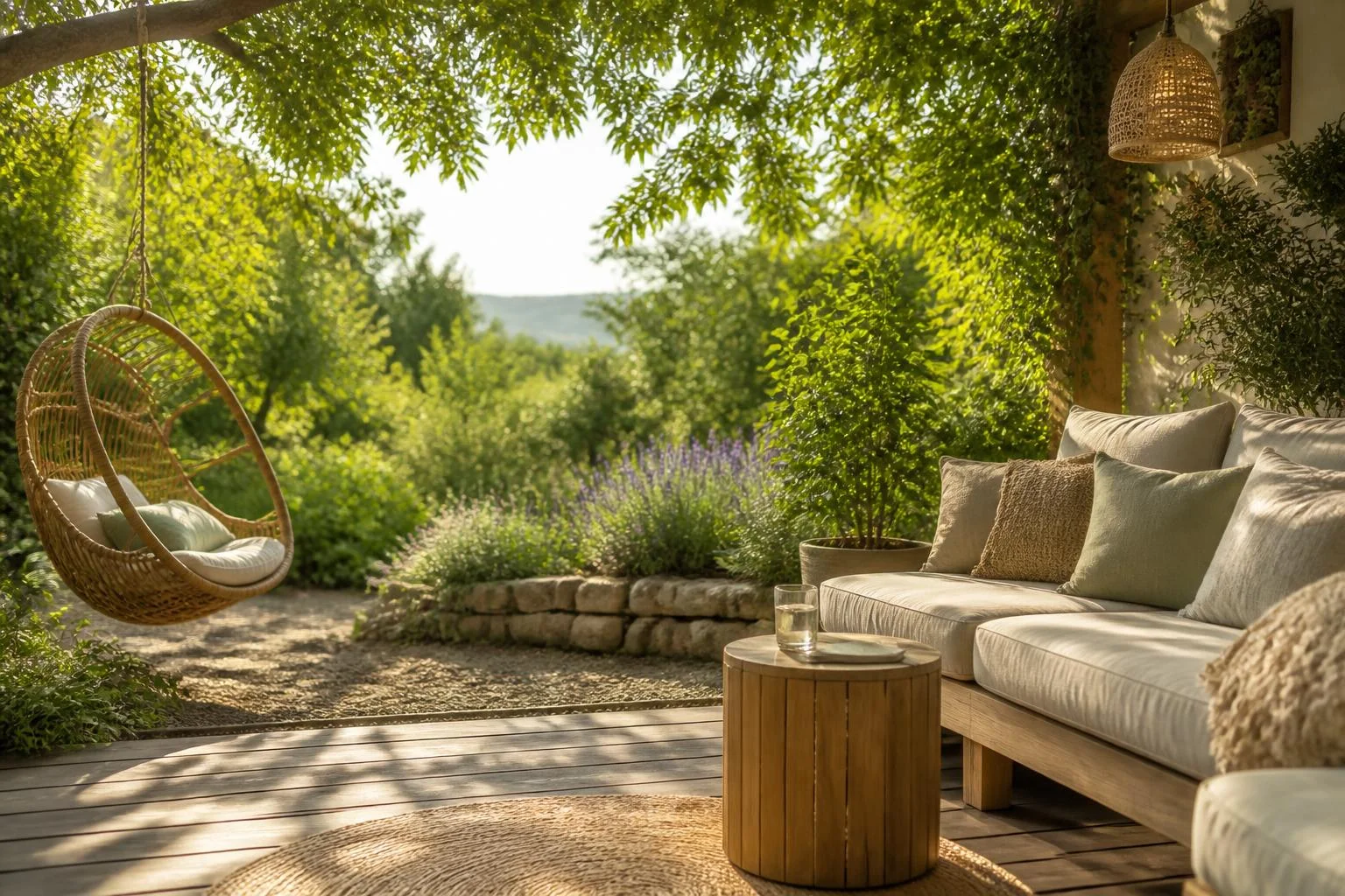 Coin détente naturel au jardin : ombre et fraîcheur