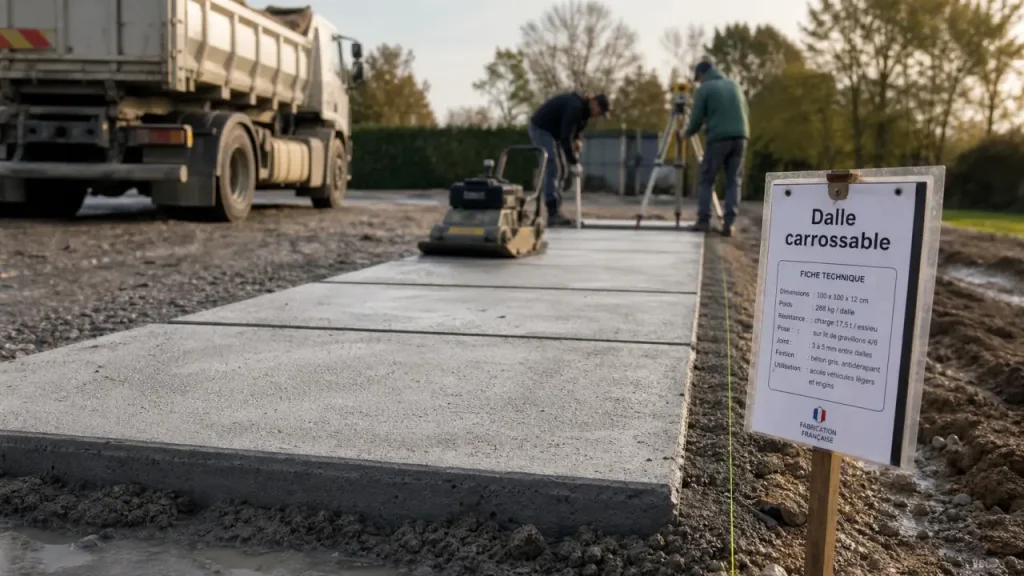 Dalle béton carrossable : prix, épaisseurs et pose bord à bord pour bien choisir