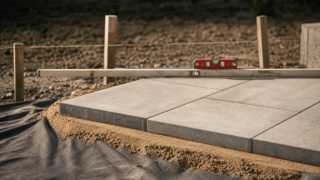 Dalles sur sable sur lit de sable pour terrasse