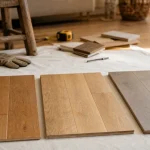 Different parquet : échantillons massif, contrecollé et stratifié en intérieur
