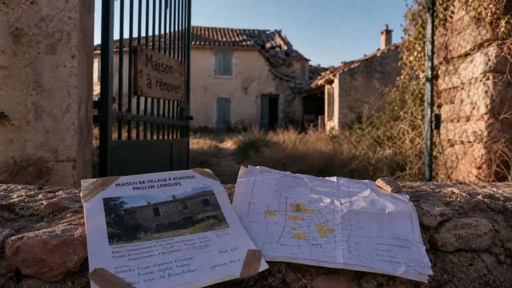 Maison abandonnée à vendre paca : annonce et plan cadastral sur muret