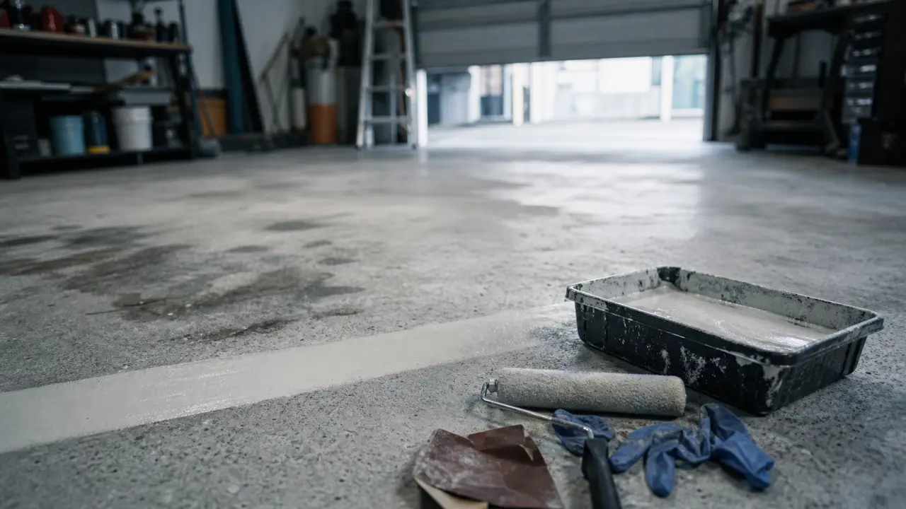 Peinture pour le sol sur béton de garage, préparation et rouleau