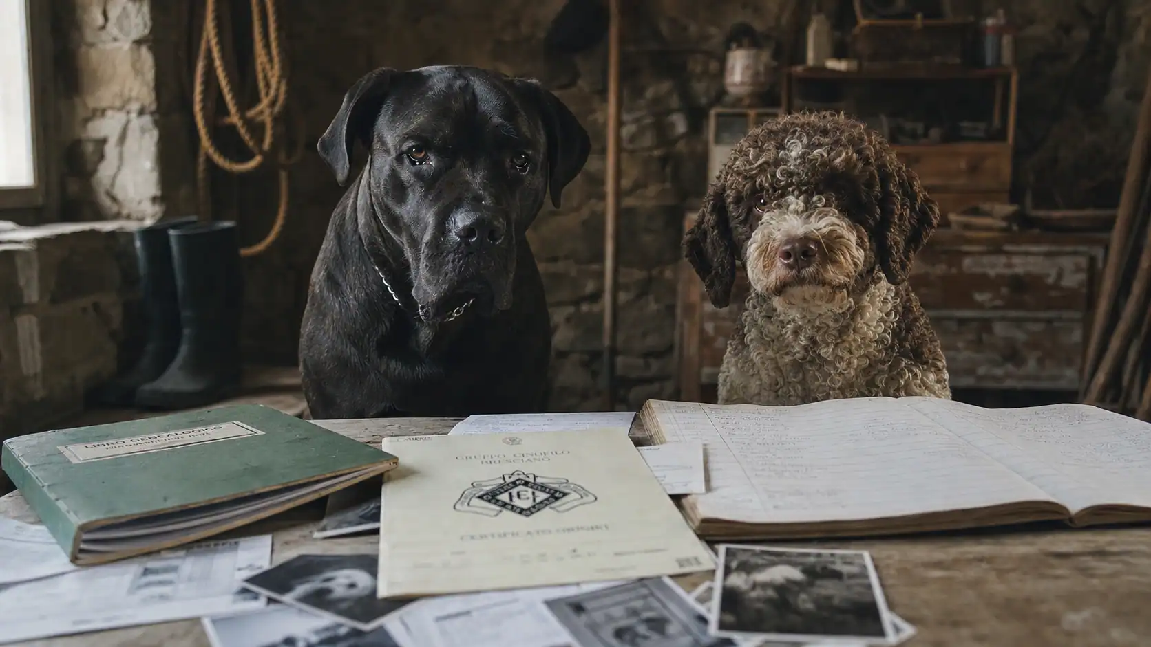 Races de chiens italiens : Cane Corso et Lagotto romagnolo, photo documentaire en Italie