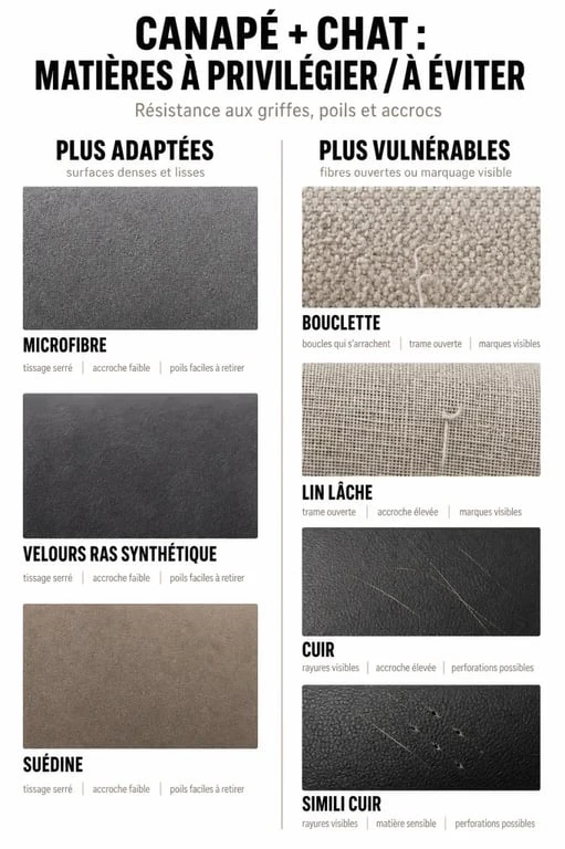 Canapé anti griffe chat : comparaison des matières à privilégier et à éviter