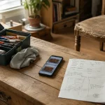 Mobilier seconde main : table basse reconditionnée avec contrôle avant/après