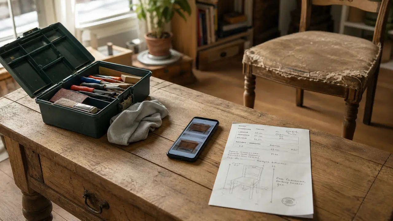 Mobilier seconde main : table basse reconditionnée avec contrôle avant/après