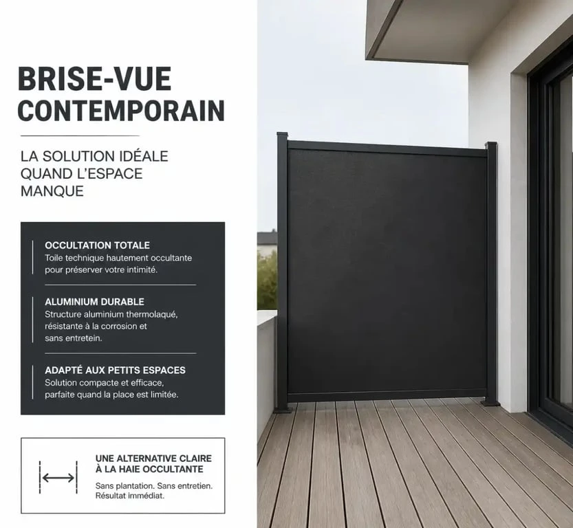 Alternative à la haie occultante avec brise-vue et clôture sur terrasse