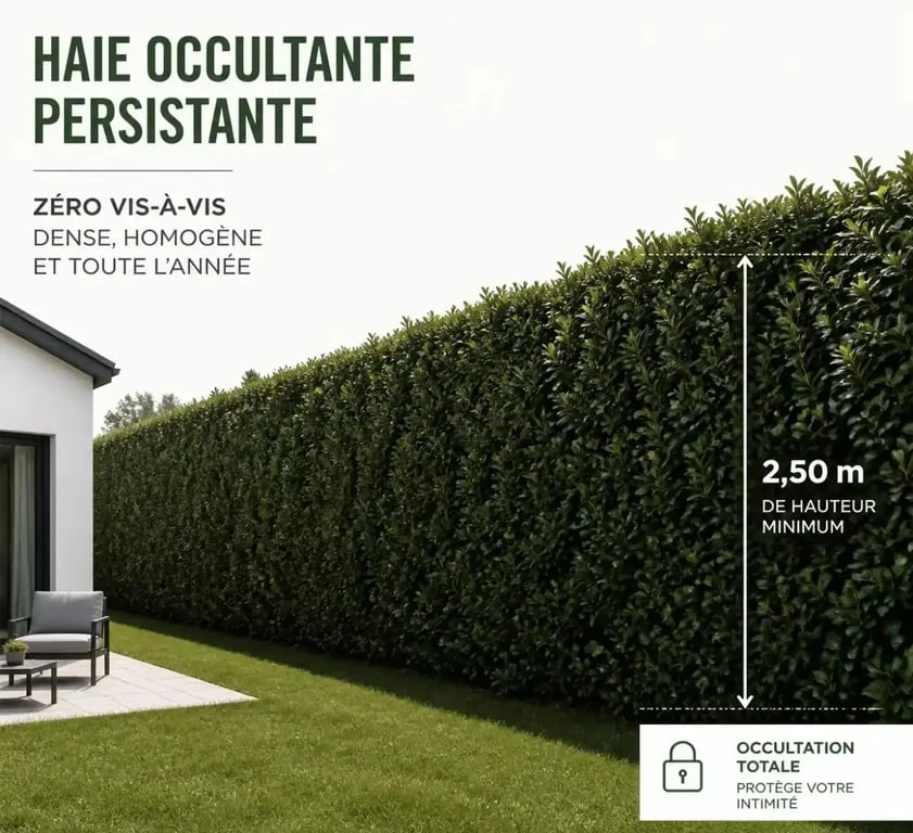 Haie occultante dense dans un jardin pour protéger du vis-à-vis