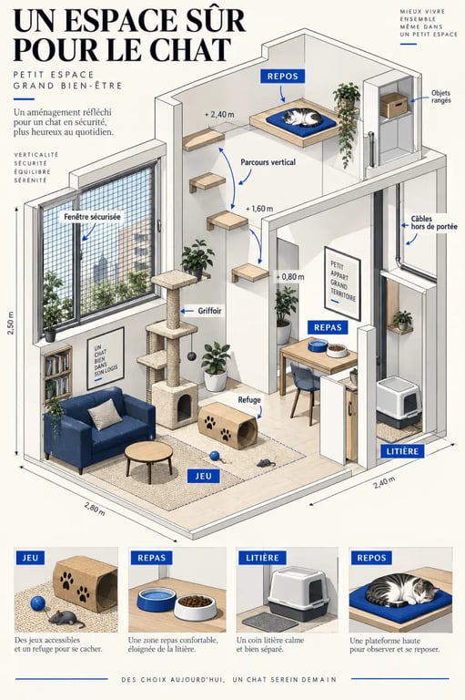 Aménager un espace de jeu sécurisé pour votre chat dans un petit appartement