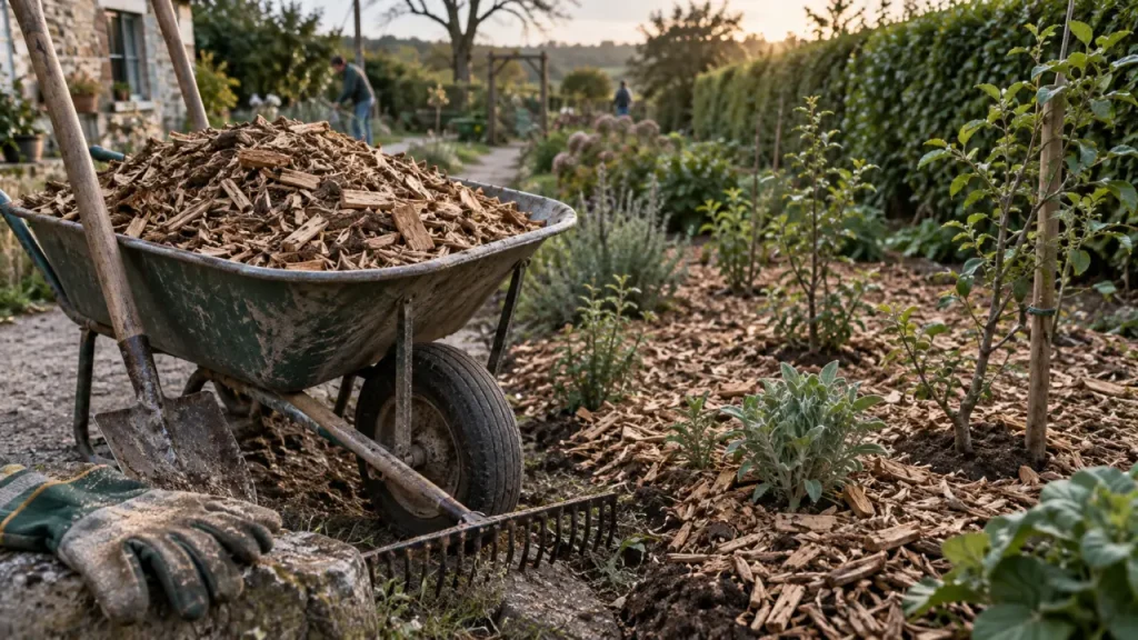 Les copeaux de bois au jardin : 5 à 8 cm pour réduire l’arrosage et limiter les adventices