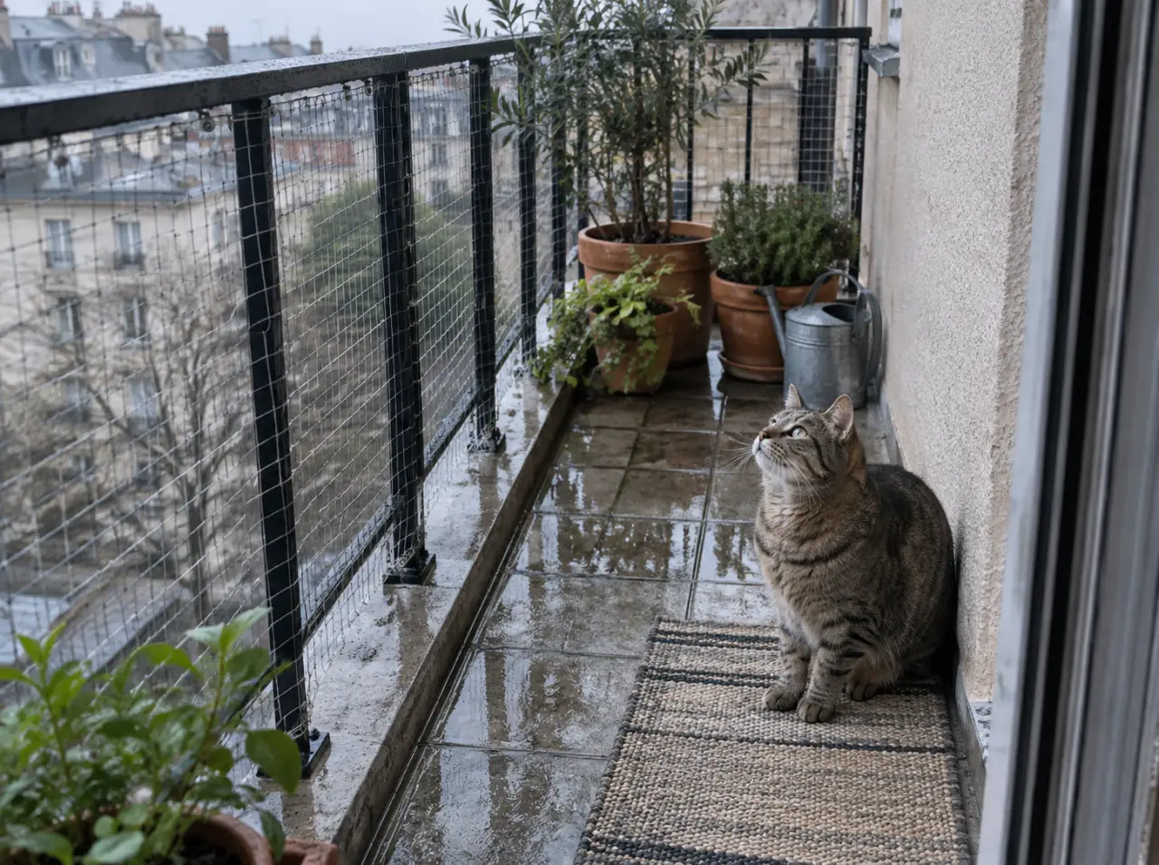 Grillage balcon chat : filet anti-chute transparent sécurisé