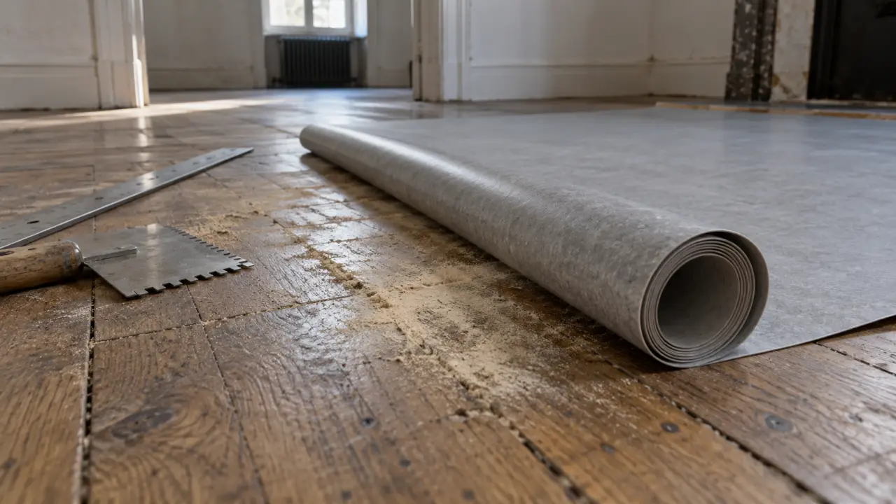 Poser du lino sur du parquet : rouleau de lino sur parquet ancien