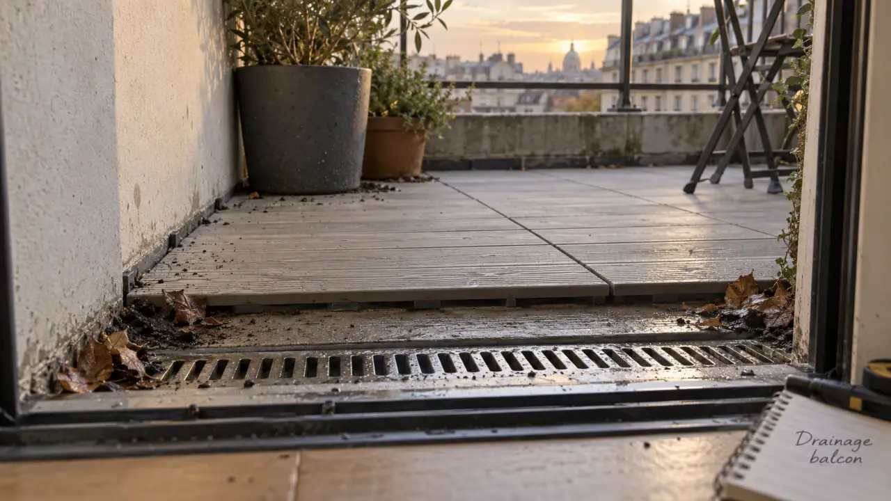 Revêtement sol balcon : dalles avec bon drainage et stabilité